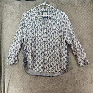 Style & Co Shirt Womens Lp Button Up Long Sleeve Geometric Art to Wear Boho
